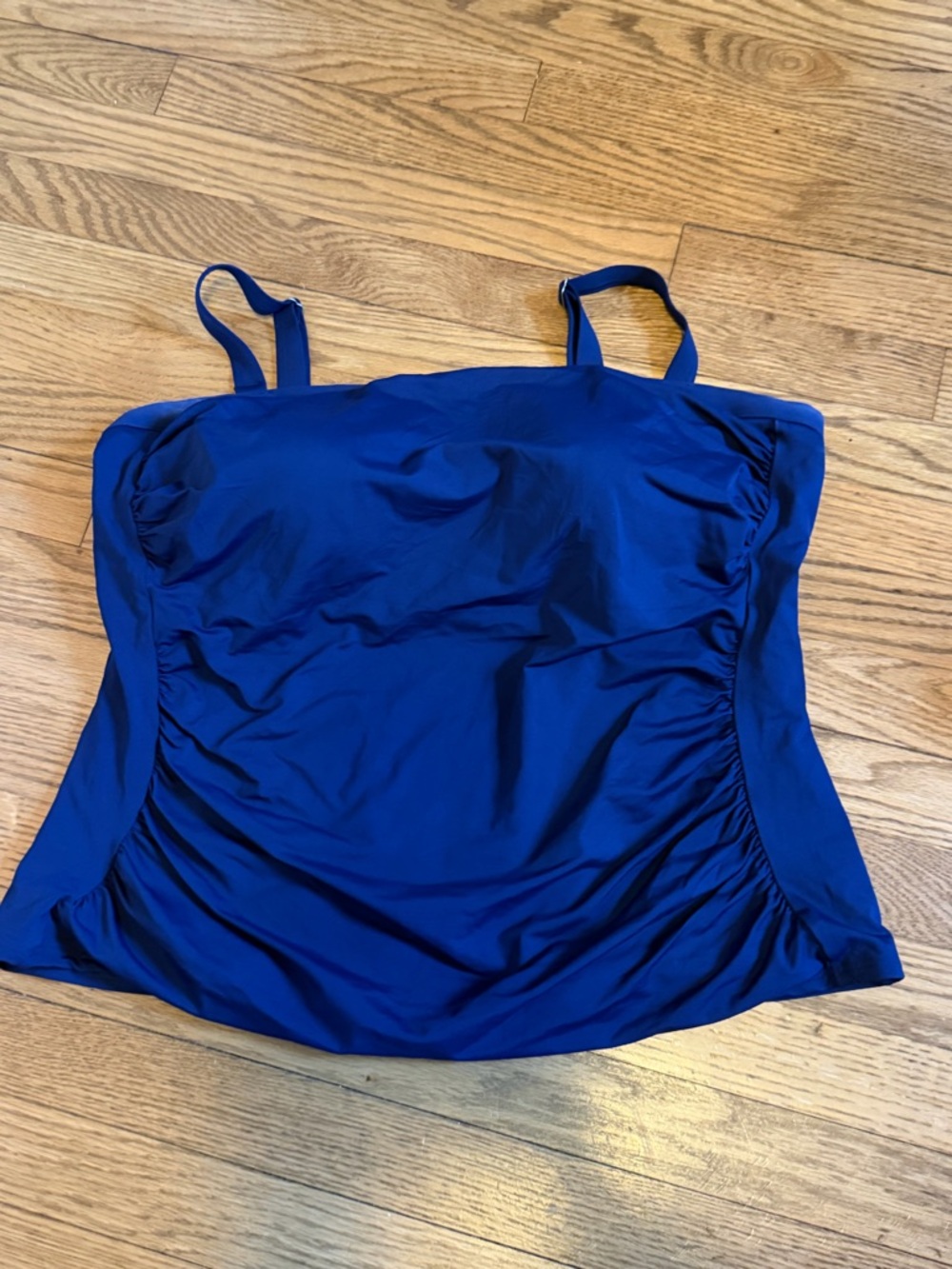 Lands’ End Women’s Plus Size 20W Navy Tankini Swim Top Tummy Control Ruched